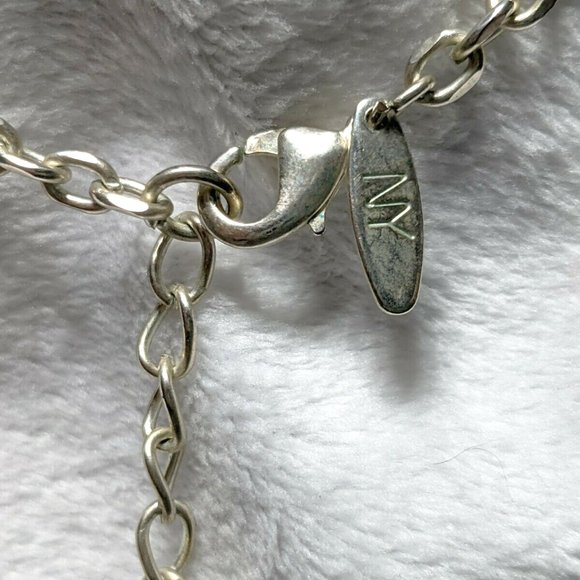 Moss Green & Tan Bib Necklace Signed NY Glass Stones 18-21" Perfect Cond - Picture 2 of 3